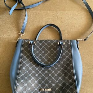 STEVE MADDEN Navy Blue faux LEATHER 2 Strap CROSSBODY Mini Tote